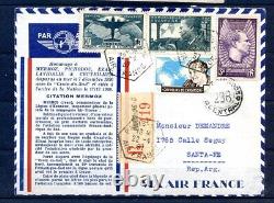 060524 Superb Four-Colored Airmail Letter Paris Argentina in 1937