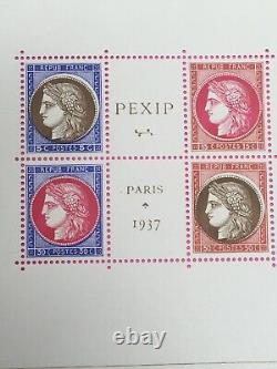 Beautiful Variete Decalage Impre France Stamp Block Sheet N° 3 Pexip 1937 New