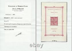 Bloc-feuillet N°1, Paris 1925, Nine Without Hinge 2 Certificates Superbe