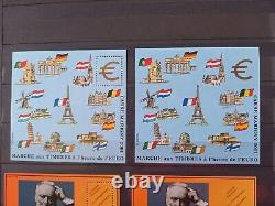 Collection of 40 Marigny stamp blocks France perforated/non-perforated 2000 to 2018