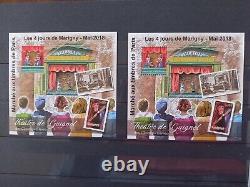 Collection of 40 Marigny stamp blocks France perforated/non-perforated 2000 to 2018