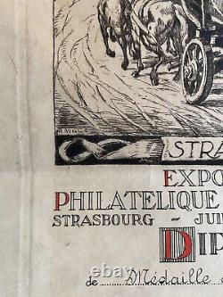 Diploma Philatelic Exhibition Strasbourg 1927