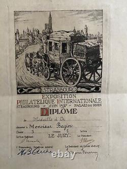 Diploma Philatelic Exhibition Strasbourg 1927
