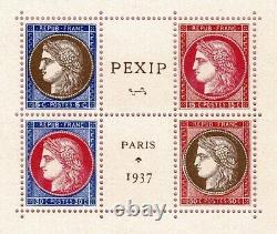 FRANCE BLOCK SHEET 3b PEXIP 1937 NEW xx VERY FINE WITH EXHIBITION SEAL X168