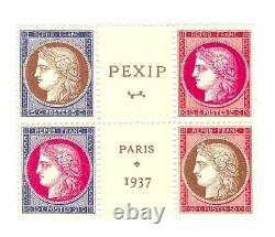 France 1937 Block Of 4x Pexip Paris 1937 Mnh Partial Sheet Fra354a