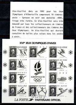 France 1992 Mi. Bl. 12 Souvenir Sheet 100% New Olympic Games, Black/White