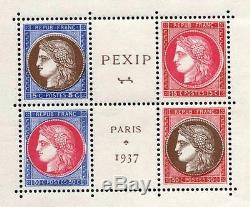 France Block Sheet 3 C Pexip Expo 1937 Without Perforating New XX Ttb P725e
