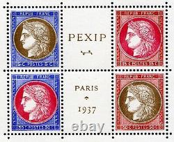 France Block Sheet 3 Exhibition Pexip 1937 Nine Ttb, Value 800