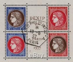 France Block Sheet 3 Pexip 1937 XX New Luxury With Stamp Exhibition T076