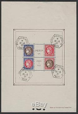 France Miniature Sheet 3 Pexip Oblitere 1937 Stamp Exhibition Tb A View P004