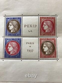 France Stamp Stamp Block Sheet 3 Pexip 1937 New Value XX Tb 800