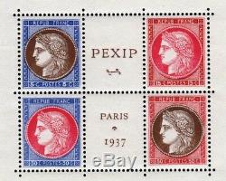 France Stamp Stamp Block Sheet 3 Pexip 1937 New Value XX Tb R526 800