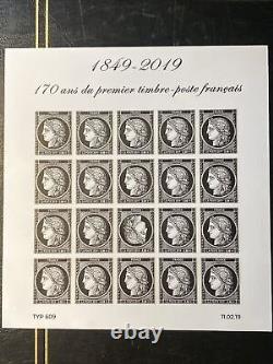 Leaflet F5305- 170 years of the first French postage stamp 20x 0.88 - tête-bêche - 2019