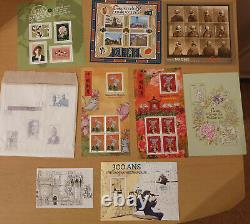 Lot of 18 French postage stamp blocks from the year 2020. New