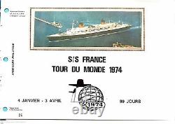 Rare And Exceptional Sheet (75 Exep) Day 1 Tour Du Monde Paquebot France