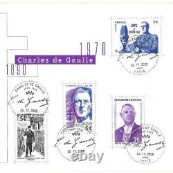 Sheet of 4 stamps Charles de Gaulle F5446 postmarked first day