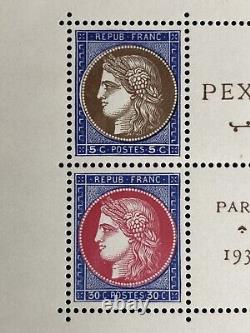 Superb authentic old STAMP BLOCK SHEET FRANCE PEXIP PARIS 1937 in excellent condition