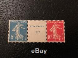 AVO! 1291 FRANCE exposition Strasbourg 1927 paire timbres 242A semeuse TB
