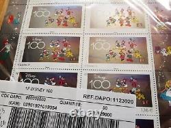 DISNEY 100 ans blister scellé de x 5 feuillets de 10 timbres (=50) jamais ouvert