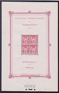 FRANCE BLOC FEUILLET YVERT 1 EXPOSITION PARIS 1925 NEUF xx TTB VALEUR 5500