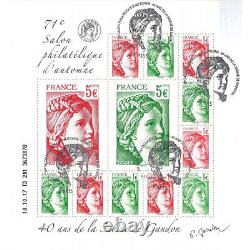 Feuillet de 20 timbres Sabine de Gandon F5179 oblitéré premier jour