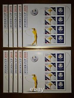 France Lot 10 Blocs Feuillets BF 142 Ryder Cup 2018 La Légende du golf Neuf