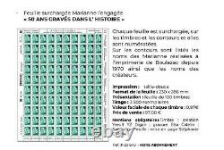 NOUVEAUTE Feuille 100 timbres Marianne l'engagée surchargée 1970-2020