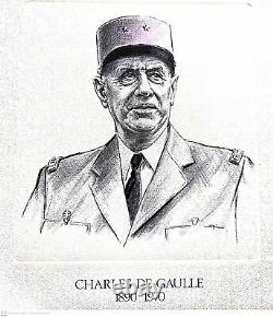Rare Document philatélique De Gaulle Frappé sur or battu 23 carats 1970