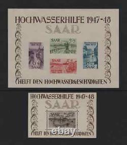 SARRE STAMP BLOC FEUILLETS YVERT 1 / 2 INONDATIONS 1947 NEUFS xx LUXE R144A