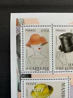 Variété Feuillet timbre 2018 F5277 Les Chapeaux. Décalage couleur rouge 5 scans